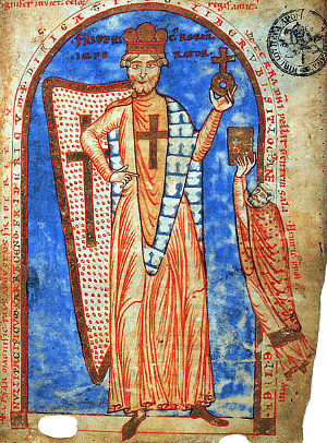 Friedrich I. Barbarossa als Kreuzfahrer – Miniatur aus einer Handschrift von 1188