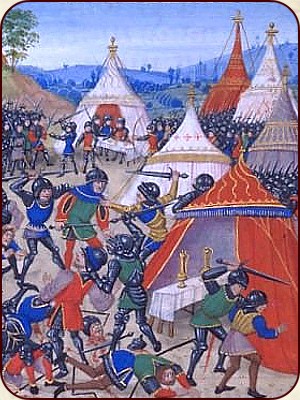 Schlacht von Cassel (1328), Flamen greifen ein Lager der Franzosen an 