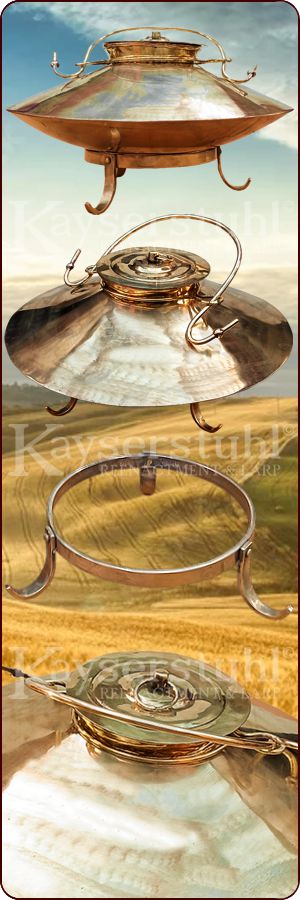 Römischer Kessel 'Cacabus' mit Deckel & Gestell (Messing)