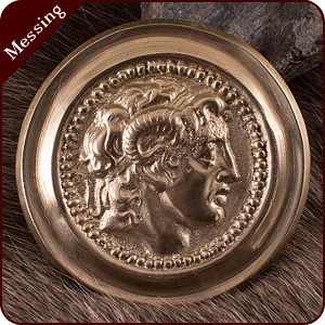 Phalerae "Alexander der Große" mit Zierrand, messing