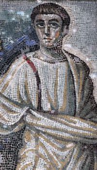 Mosaic mit römischer Tunica mit Clavi