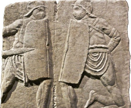 Bild oben: Castrum Novum Provocator Gladiator Relief, Santa Marinella