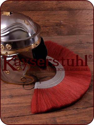 Römischer Helmbusch, Crista rot, mit Metallrahmen