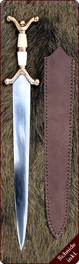 Keltisches Kurzschwert mit Messingparier und Scheide
