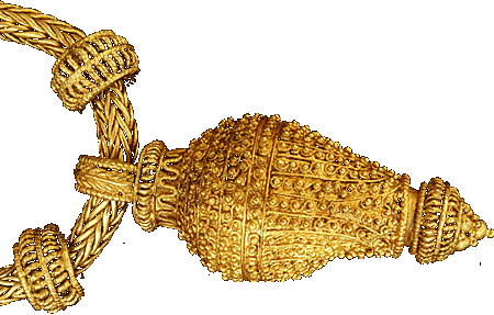 Goldene Berlocke aus dem Urnengräberfeld im Bereich des Tagebaus Profen, Mitte des 1. Jahrhunderts n. Chr.