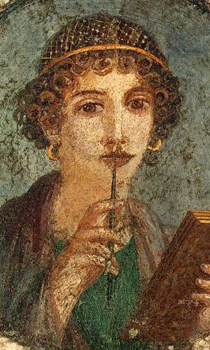 Frau mit Haarnetz, Wachstablett und Stylus (sogenannte "Sappho"), Pompeii