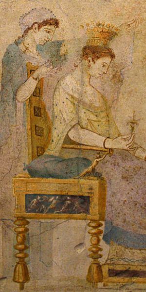 "Die Toilette der Aphrodite", Fresco aus dem Cubiculum B der Villa Farnesina, 1. Jh. n. Chr. (Rom, Römisches Nationalmuseum)