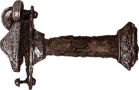 Griffpartie eines langobardischen Schwertes (Trezzo sull'Adda, Lombardei, Italien, 7. Jahrhundert)