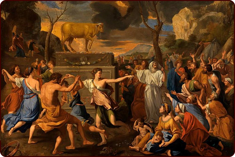 Nicolas Poussin: Die Anbetung des Goldenen Kalbes (1633–1634)