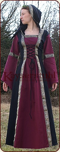 Mittelalterliches Kleid "Anna", bordeaux
