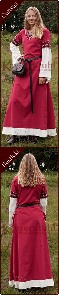 Bliaut-Kleid "Laura" in rot/natur