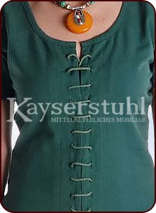 Kurz&auml;rmeliges Cotehardie-Kleid "Birte" in gr&uuml;n