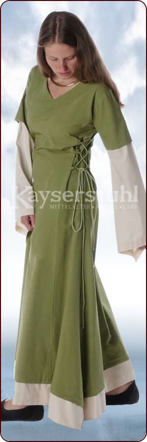 Bliaut-Kleid "Melisande" in hellgr&uuml;n/natur