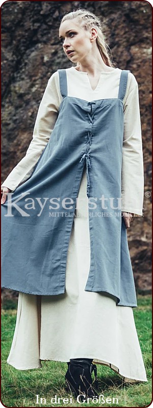 Trägerkleid "Liv" mit Brustschnürung, taubenblau