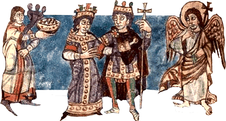 Der Stuttgarter Psalter ist eine zwischen 820 und 830 in der Abtei Saint-Germain-des-Prés entstandene karolingische Bilderhandschrift. Die Darstellung haben wir zum Original in der Breite gekürzt.