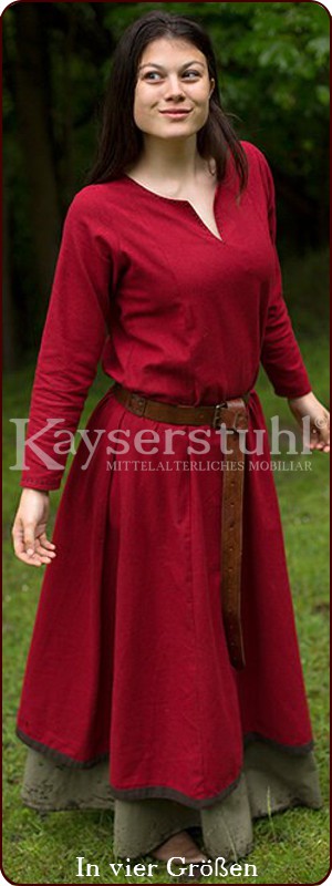 Langärmeliges Überkleid (Surcot) "Martika", rot/braun