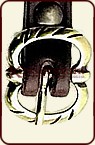 Schnalle des mittelalterlichen Langgürtels (1,5 cm), braun