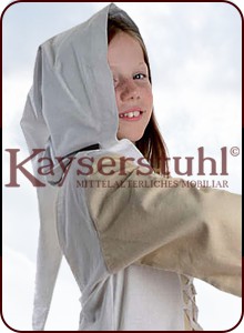 Mittelalter Kinderkleid "Ronja" mit Kapuze, weiß/natur