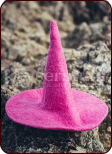 Kinder-Hexenhut aus Wollfilz, pink