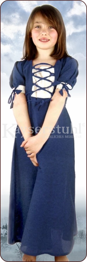 Mittelalterliches Kinderkleid "Minna", blau/natur