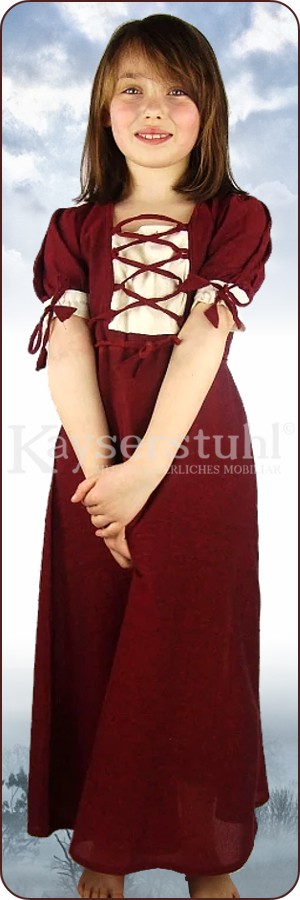 Mittelalterliches Kinderkleid "Minna", rot/natur