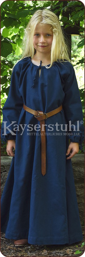 Mittelalterliches Kinderkleid "Anna", blau mit Tunnelzügen