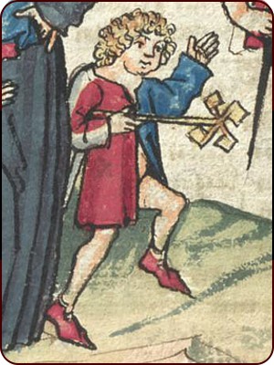 Bild oben: Ms. germ. qu. 12 - Die sieben weisen Meister Schreiber Hans Erschienen Frankfurt, 1471 Folio 119v (Sammlungen Uni Frankfurt)