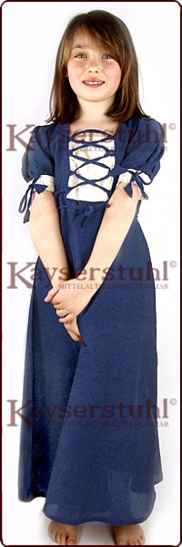 Kurzarm-Kinderkleid "Minna", blau-natur