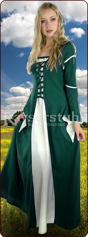 Mittelalterliches Kleid "Merida", grün/natur
