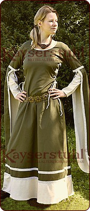Bliaut-Kleid "Guinever", olivegrün/natur