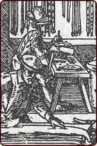 Bild: Holzschnitt "Beim Gürtler" (Frankfurt a.M. 1568) 