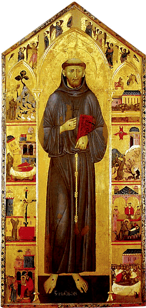 Der Ordensgründer Franziskus von Assisi (Tafelbild von Guido di Graciano, nach 1270, Siena, Pinacoteca Nazionale)