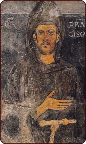 Das älteste Bild Franziskus’ von Assisi, Fresko im Sacro Speco in Subiaco, 1228 . Chr.