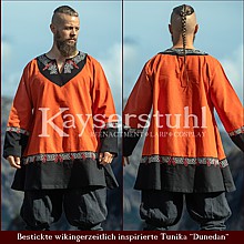 Bestickte Wikinger-Tunika "Dunedan" orange/schwarz