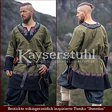 Bestickte Wikinger-Tunika "Dunedan" Bestickte Wikinger-Tunika "Dunedan" olive/schwarz