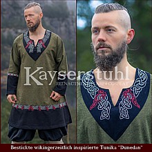 Bestickte Wikinger-Tunika "Dunedan" Bestickte Wikinger-Tunika "Dunedan" olive/schwarz