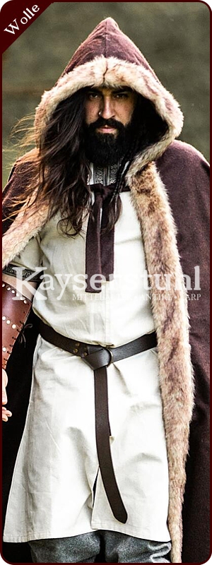 Mittelalterlicher Umhang "Fjell" mit Kunstpelz (braun)