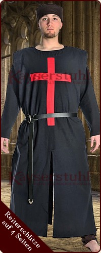 Schwarzer Waffenrock mit rotem Balkenkreuz (lang)
