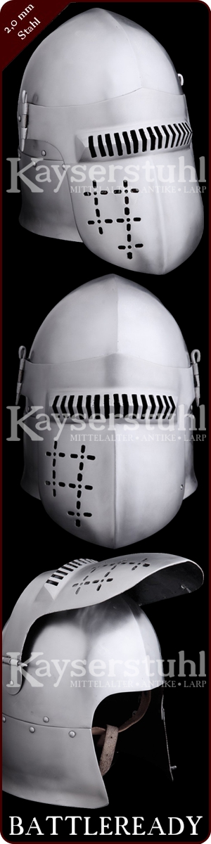 Frühe Beckenhaube mit Visier