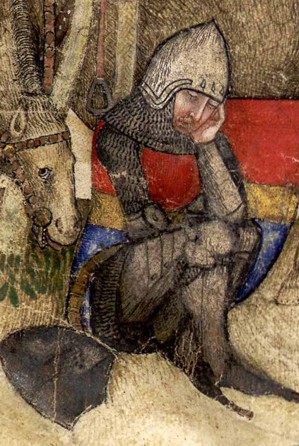 Ausschnitt aus "Queste del Saint Graal / Tristan de Léonois" (1380-1385 n. Chr.)