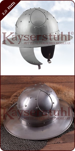 Hochmittelalterlicher Eisenhut mit genieteter Helmdecke