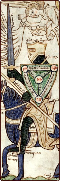 Aus einem Manuskript der "Summa de virtutibus et vitiis" des Guilelmus Peraldus. British Library, Harleian MS 3244 f. 28, 2. oder 3. Viertel 13. Jh, nach 1236