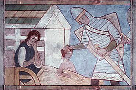 Fresco in der Kirche von Kregme, Dänemark 1100-1200 n. Chr.
