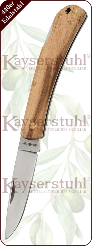 Taschenmesser mit Griff aus Olivenholz, ca. 7,5 cm