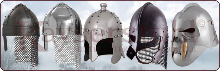 LARP-Helme aus unserer Serie "Dark Ages" ohne oder mit teilweise frühmittelalterlicher historischer Vorlage
