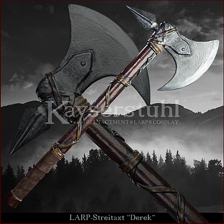 Einh&auml;ndige LARP Schlachtaxt mit Dorn "Derek"