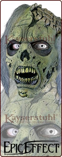 Grüne Zombiemaske mit Haaren (LARP)