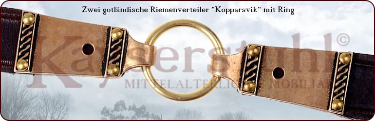 Zwei Riemenverteiler "Gotland/Kopparsvik" aus Bronze mit Ring
