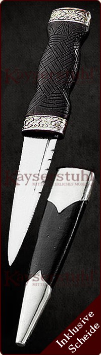 Verziertes Sgian Dubh Messer mit Lederscheide