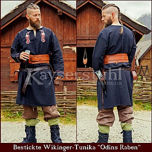 Wikingerzeitliche Langarm-Tunika "Odins Raben", schwarz